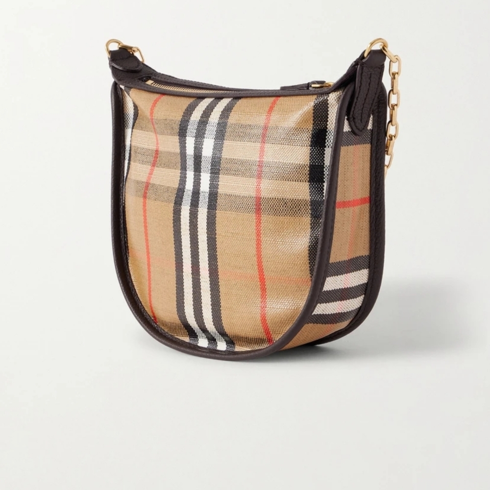BURBERRY Leather trimmed  coated canvas shoulder bag Sand Color - Picture 16 of 16